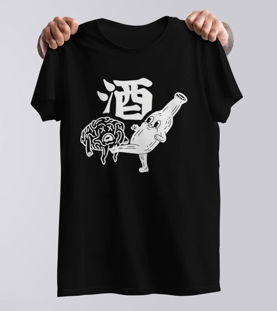 Brain Groin Kickin Beer Bottle Battle T-Shirt