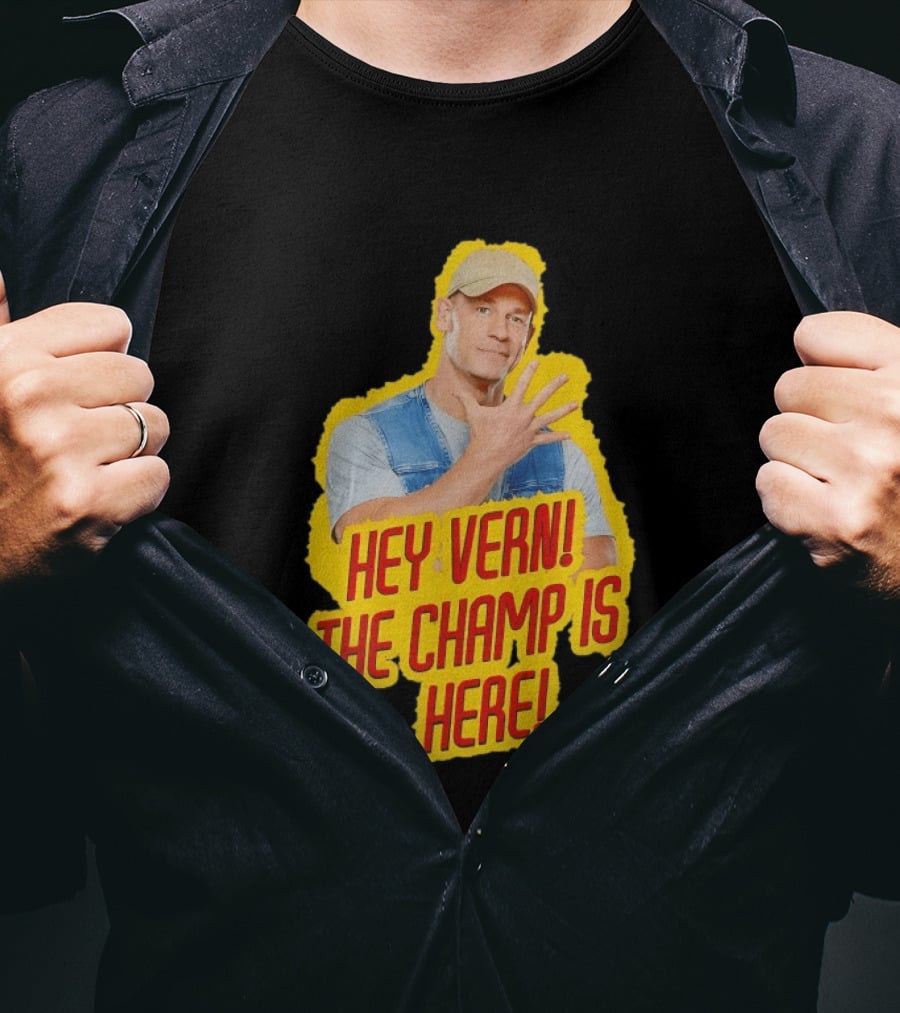 John Cena Hey Vern The Champ Is Here Hand Gesture Yellow Highlight T-Shirt