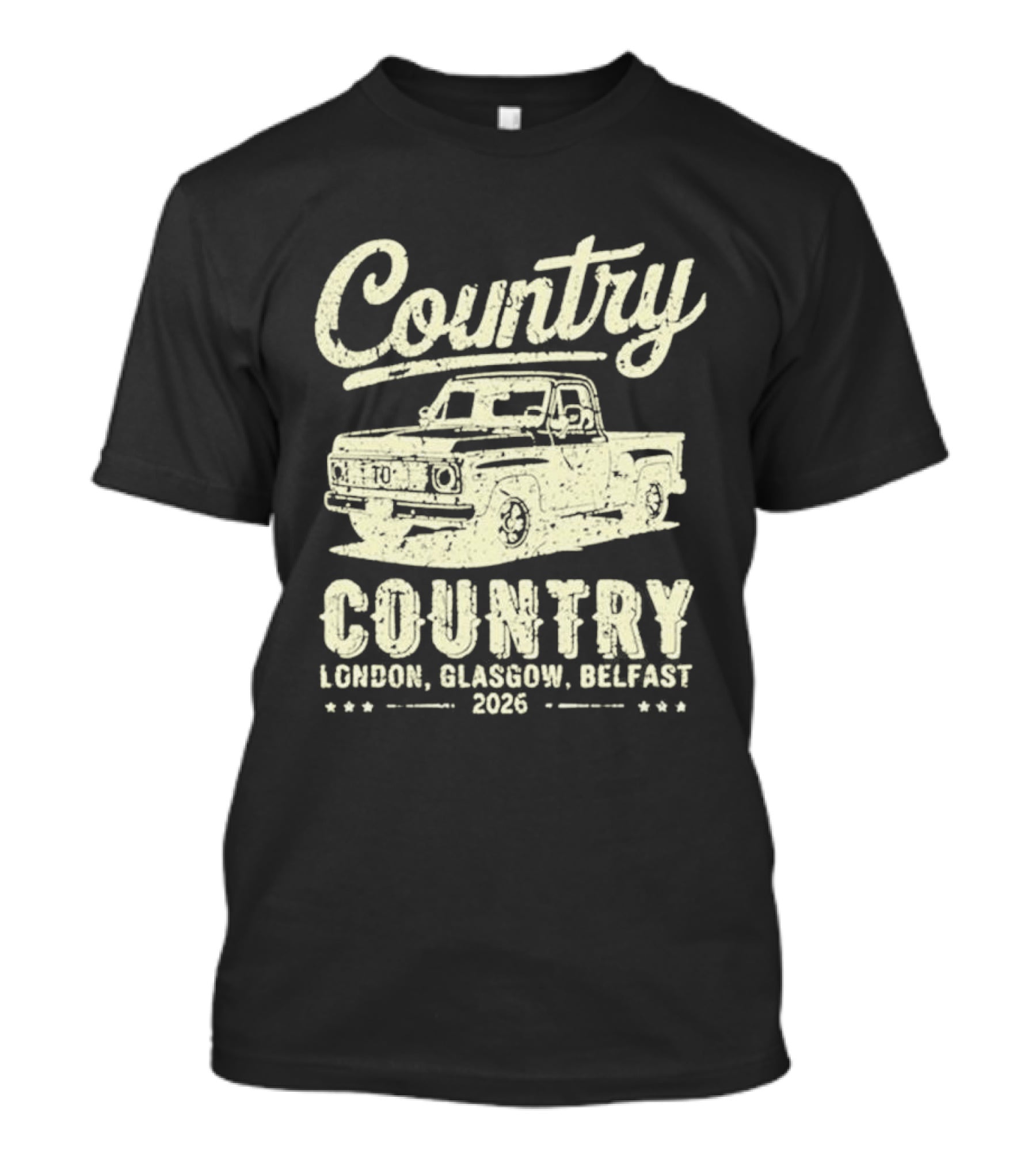 Country Pickup 2023 London Glasgow Belfast Retro Truck T-Shirt