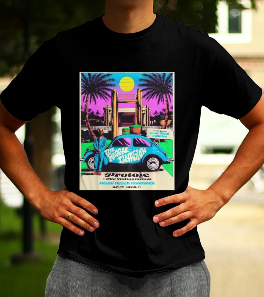 Protoje And The Indiggnation The Reggae Invasion Miami Beach Bandshell May 2 2026 Jesse Royal Dubwise T-Shirt
