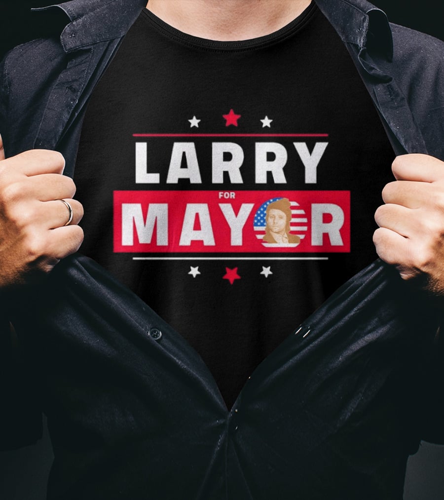 Larry For Mayor American Flag Style Candidate Image T-Shirt