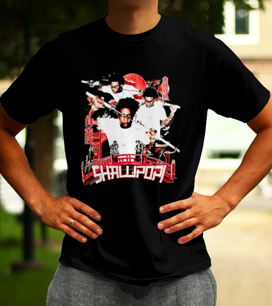 Shallipopi Samurai Warrior Red Bridge T-Shirt