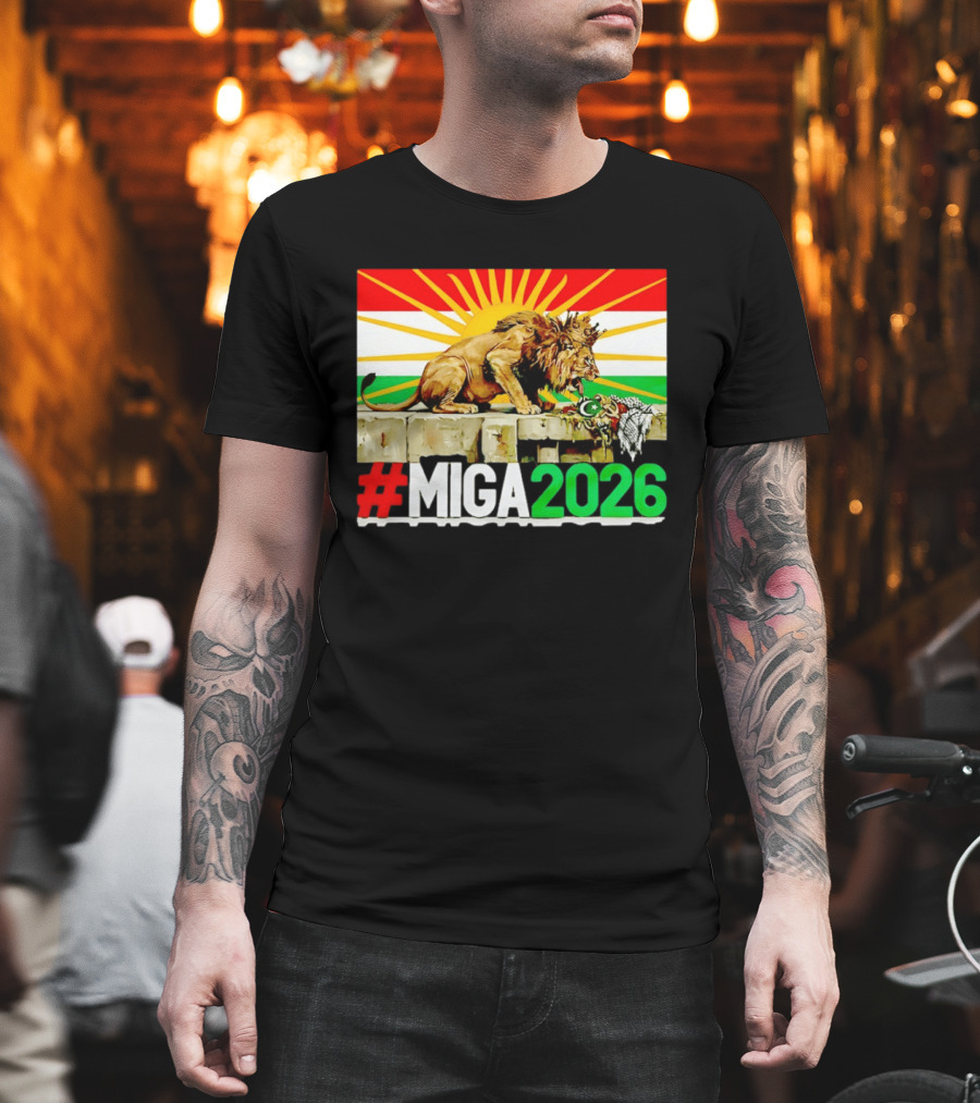 #MIGA 2026 Lion With Kurdistan Flag And Sun T-Shirt