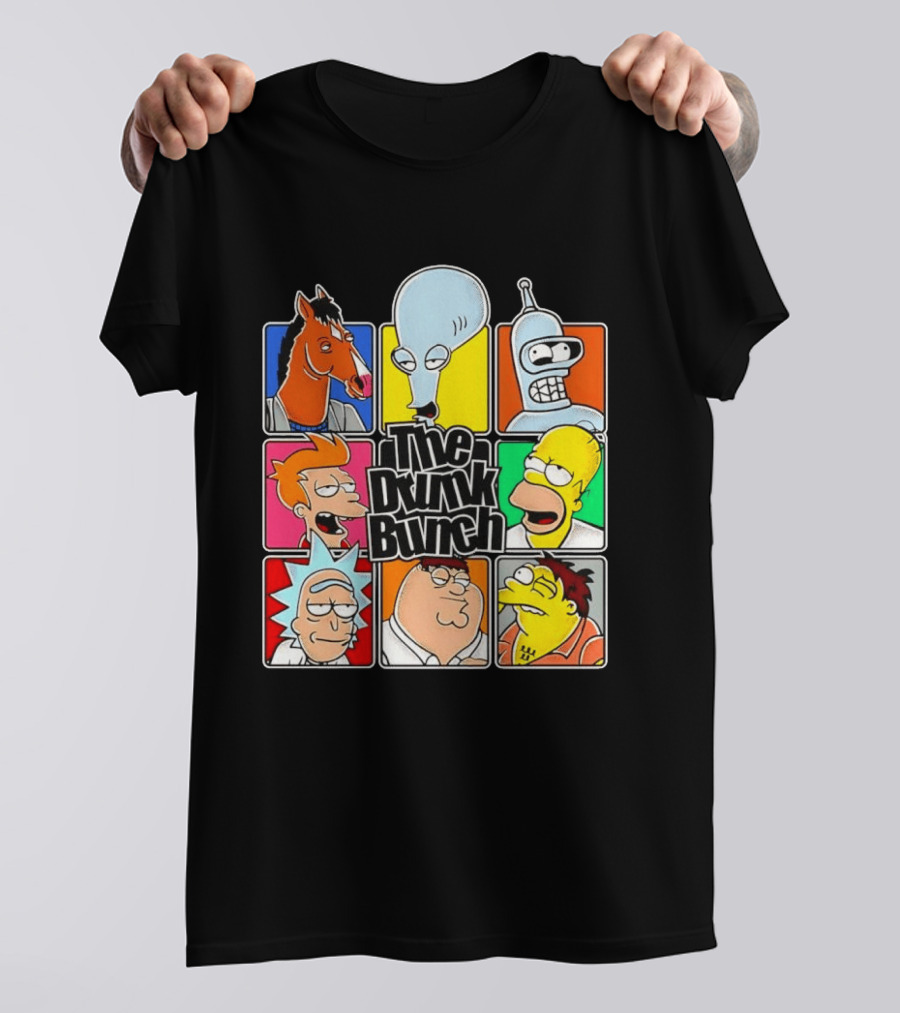 The Drunk Bunch Bojack Horseman Roger Bender Fry Rick Homer Peter Griffin Barney Gumble T-Shirt