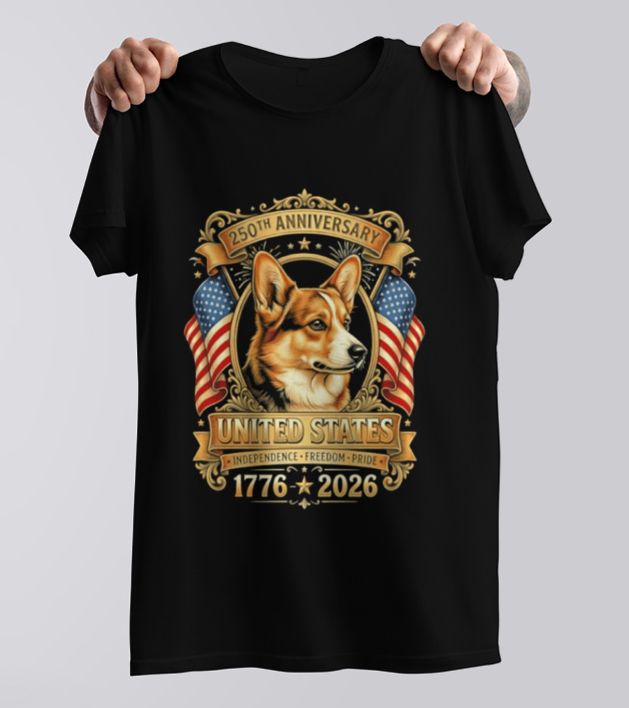United States 250th Anniversary 1776 2026 Corgi Independence Freedom Pride T-Shirt