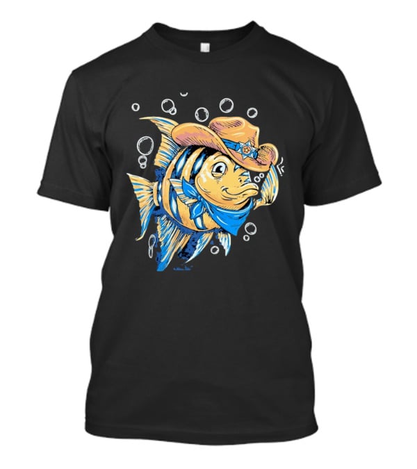 Angelfish Cowboy Hat Western Bubbles Bandana T-Shirt