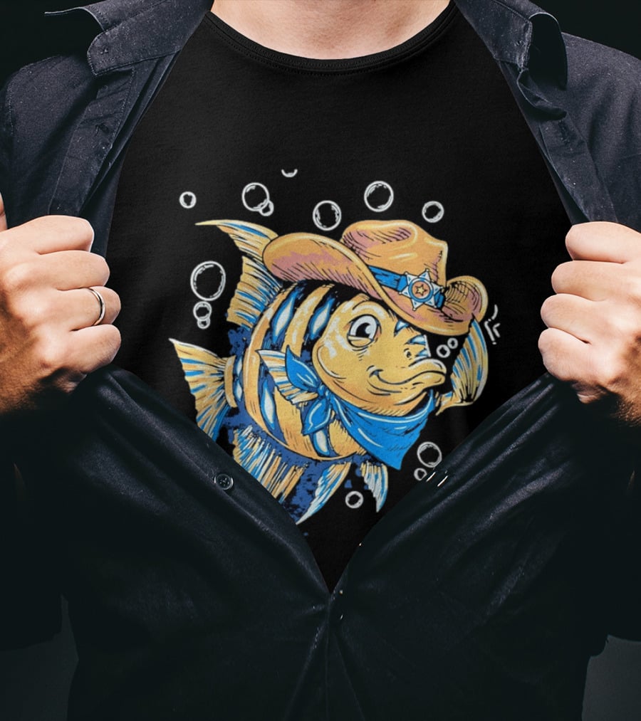 Angelfish Cowboy Hat Western Bubbles Bandana T-Shirt