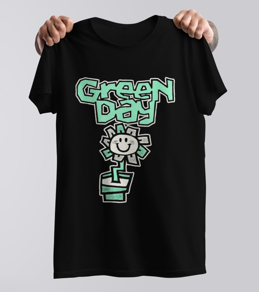 Green Day Flower Happy Smiling Potted Bloom T-Shirt