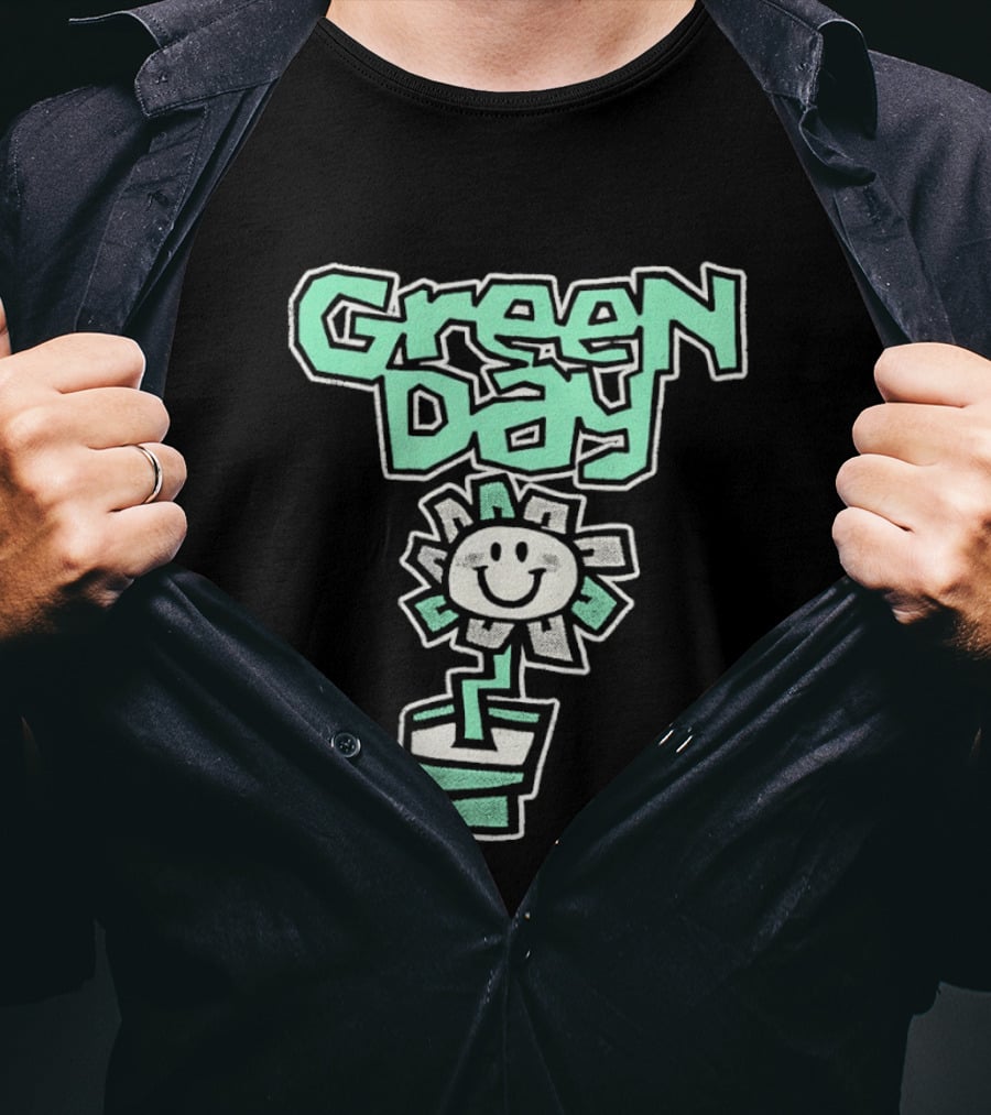 Green Day Flower Happy Smiling Potted Bloom T-Shirt