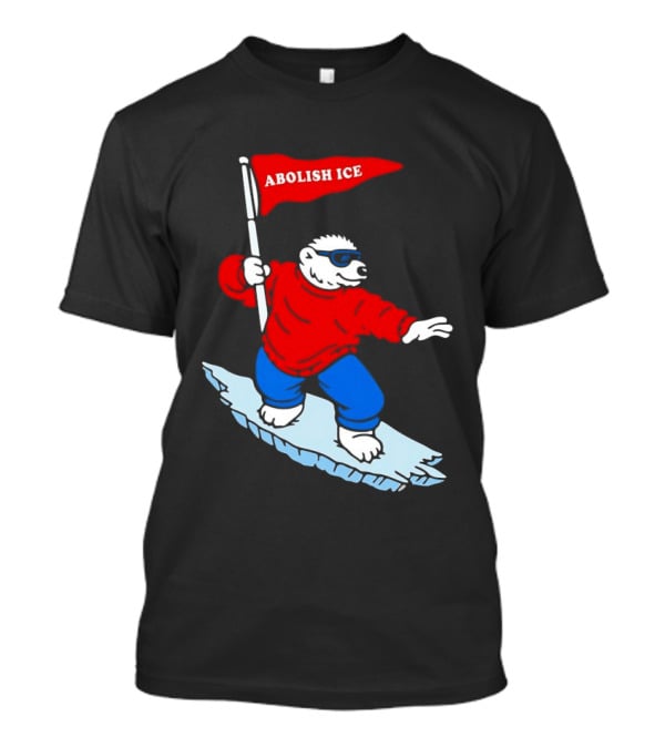 Polar Bear Surfing With Abolish ICE Flag T-Shirt