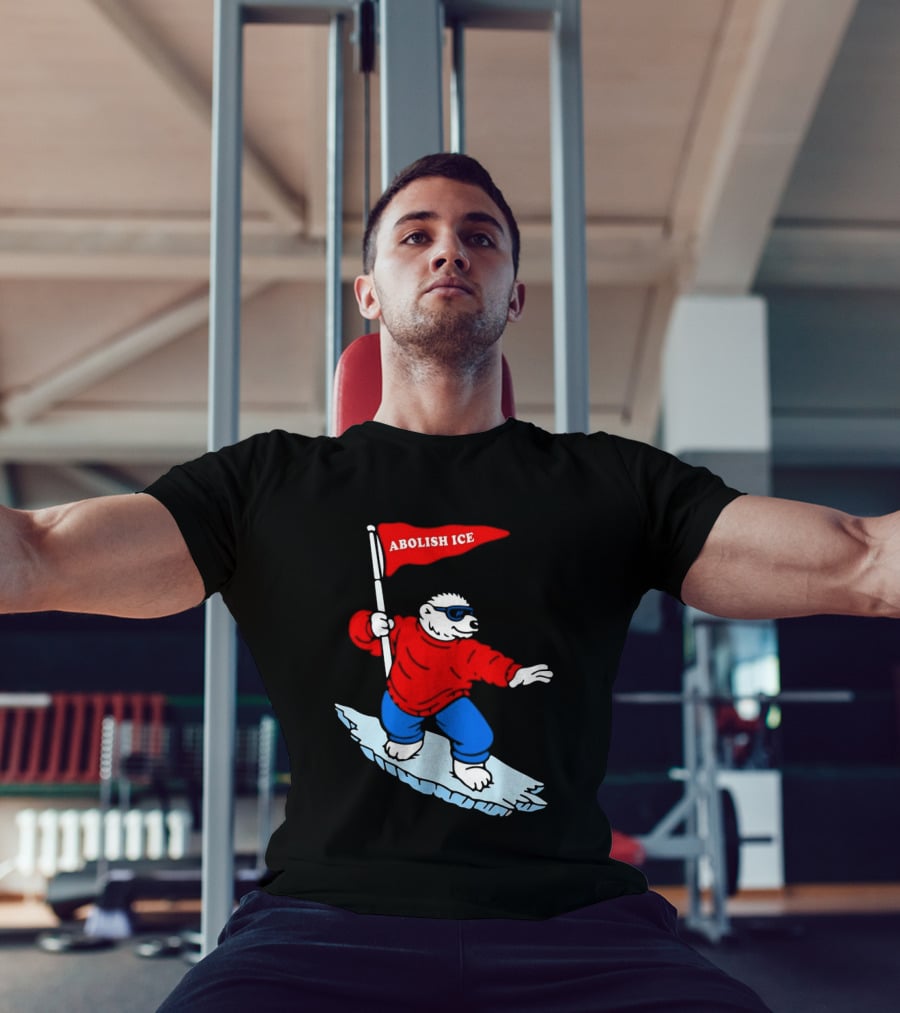 Polar Bear Surfing With Abolish ICE Flag T-Shirt