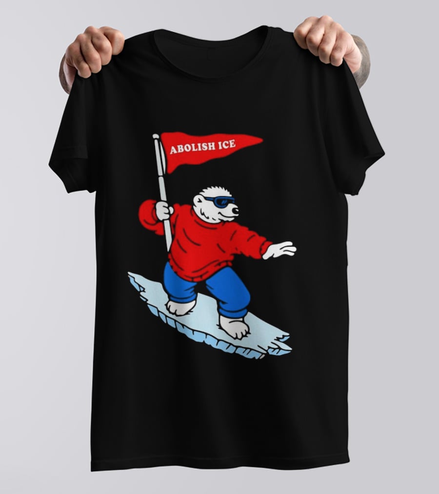 Polar Bear Surfing With Abolish ICE Flag T-Shirt