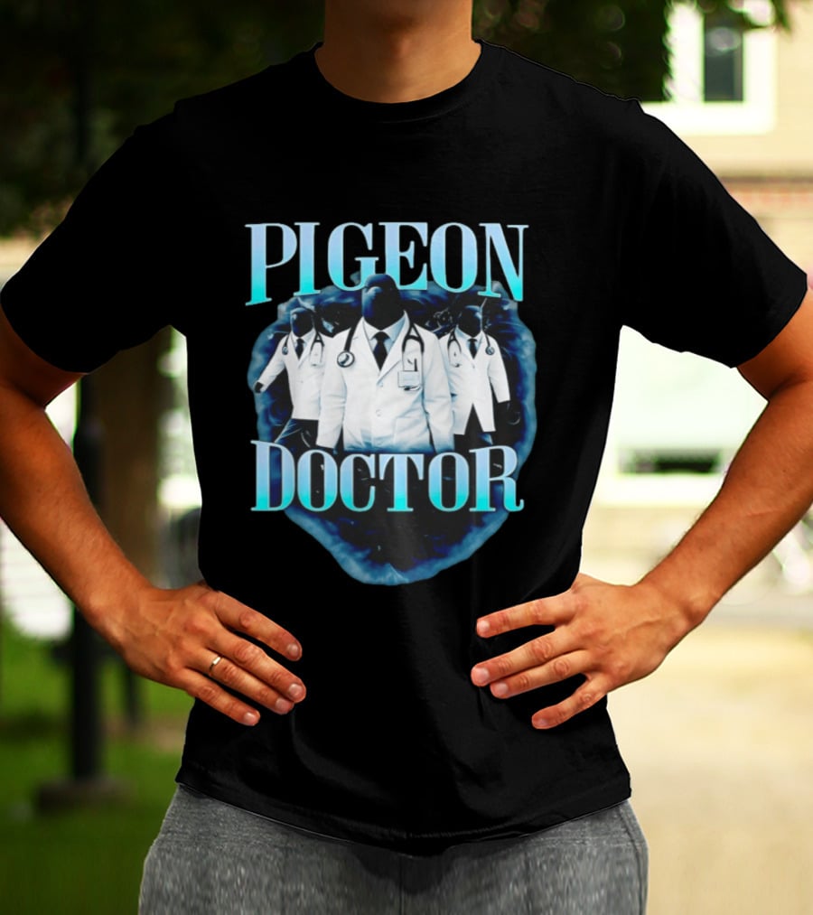 Pigeon Doctor Medical Humor Surreal Stethoscope T-Shirt