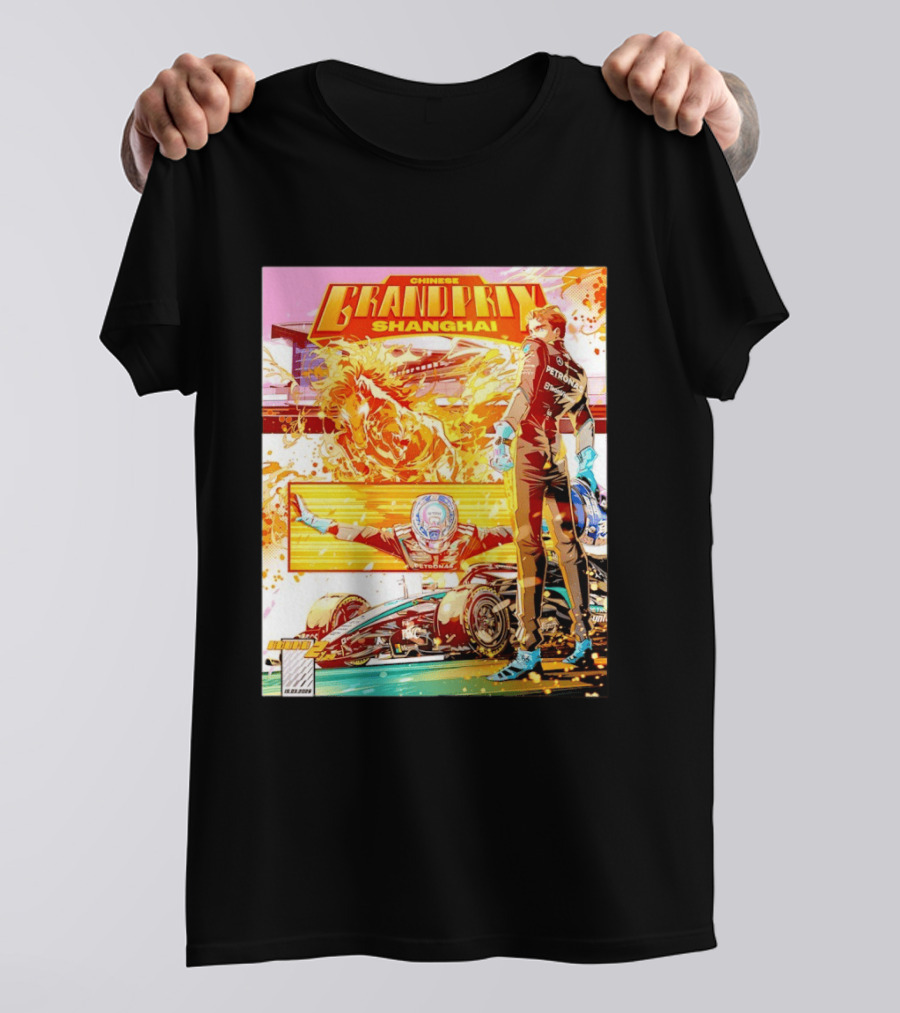 Chinese Grand Prix Shanghai Anime Style With Race Car And Driver T-Shirt