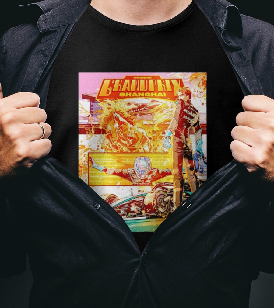 Chinese Grand Prix Shanghai Anime Style With Race Car And Driver T-Shirt