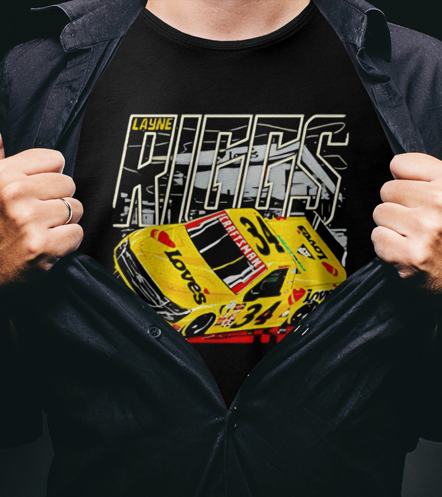 Layne Riggs Loves Truck Racing With Vibrant Yellow Car T-Shirt