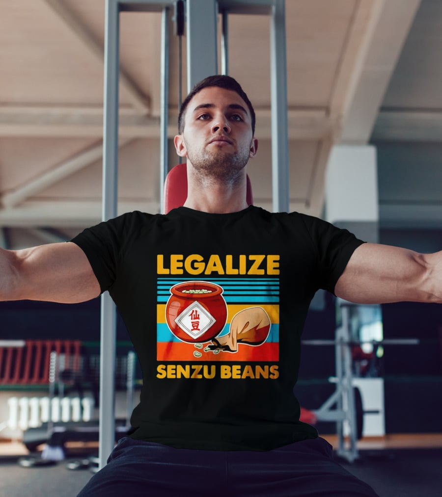 Legalize Senzu Beans Dragon Ball Kagome Jar Vintage Stripes T-Shirt