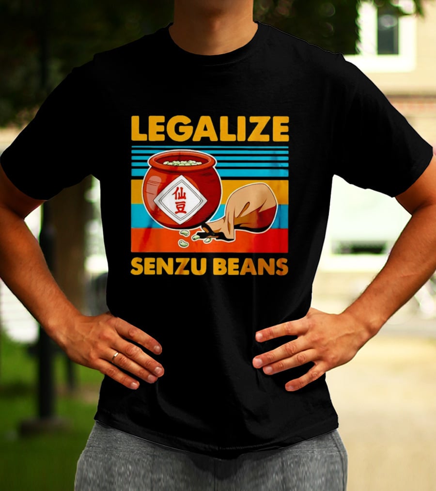 Legalize Senzu Beans Dragon Ball Kagome Jar Vintage Stripes T-Shirt