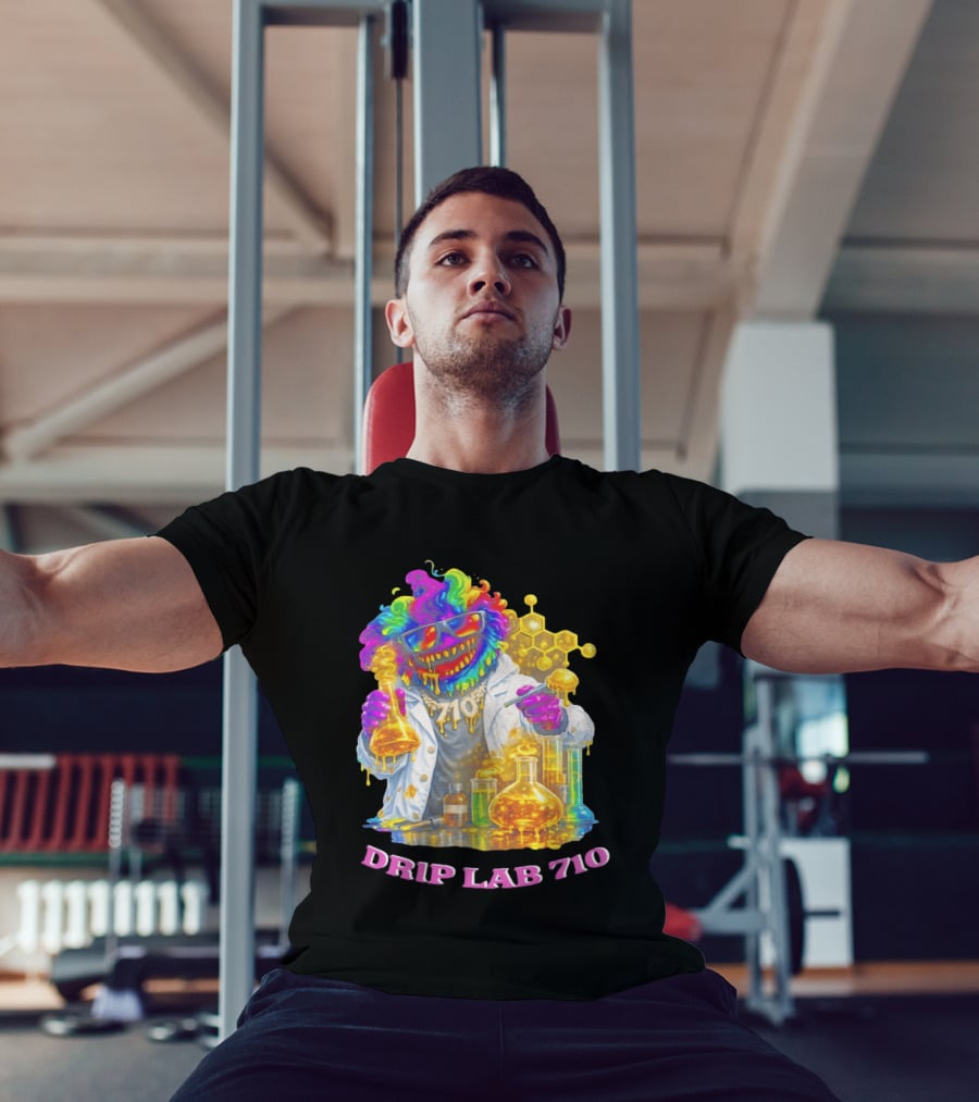 Drip Lab 710 Psychedelic Monster Chemist With Colorful Beakers T-Shirt