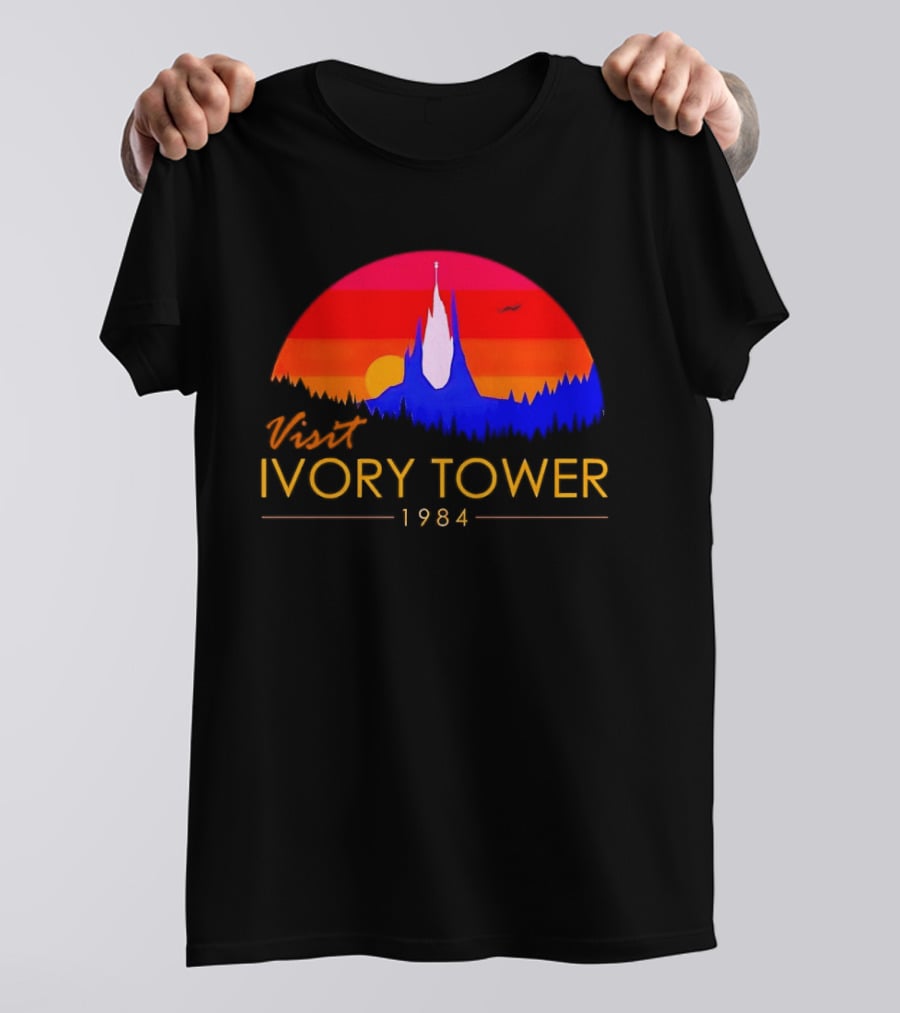 Visit Ivory Tower 1984 Sunset Silhouette The Neverending Story T-Shirt