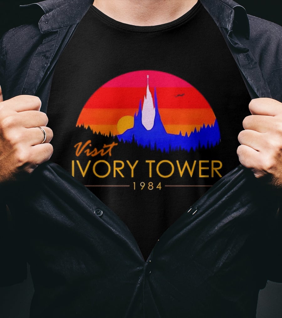 Visit Ivory Tower 1984 Sunset Silhouette The Neverending Story T-Shirt