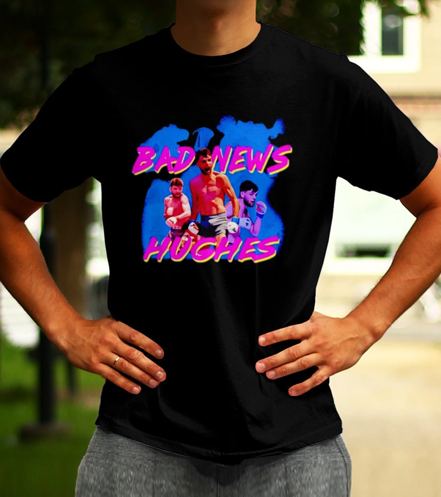 Bad News Hughes Boxing Fighter Action Trio T-Shirt