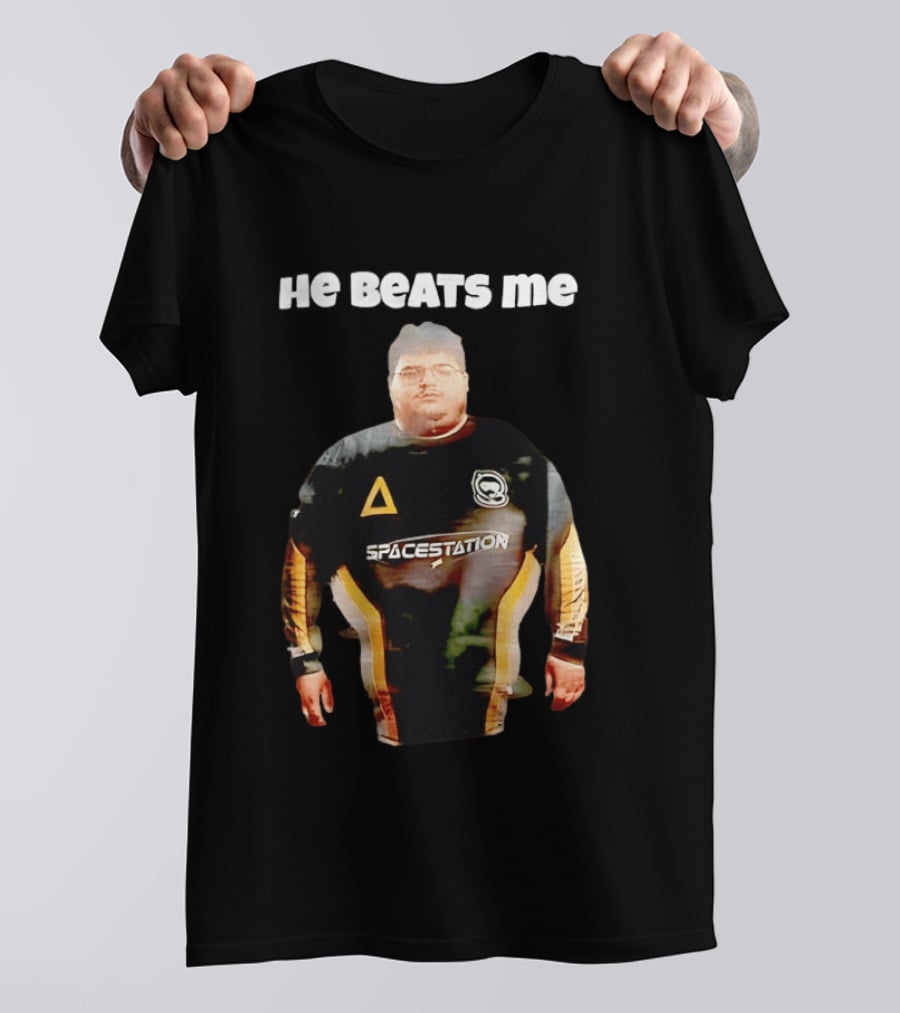 He Beats Me Spacestation Gaming Jersey T-Shirt
