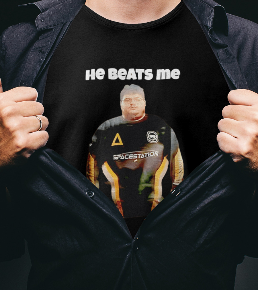 He Beats Me Spacestation Gaming Jersey T-Shirt