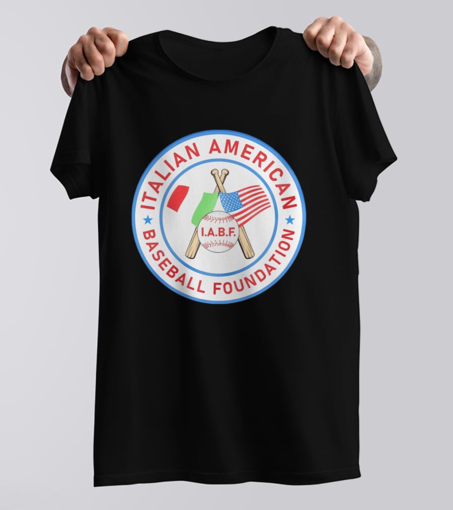 Italian American Baseball Foundation IABF Flags And Crossed Bats T-Shirt