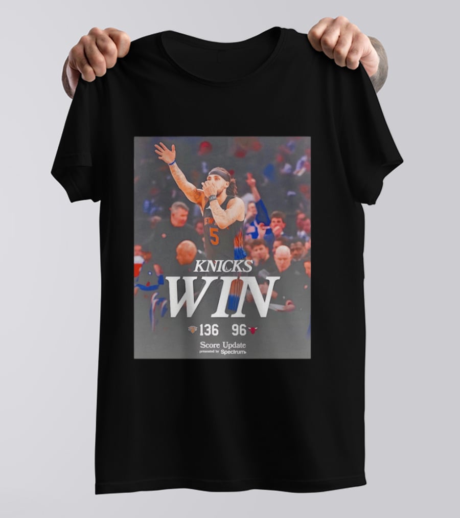 Knicks Win Jalen Brunson Celebration 136 96 Over Chicago Bulls T-Shirt