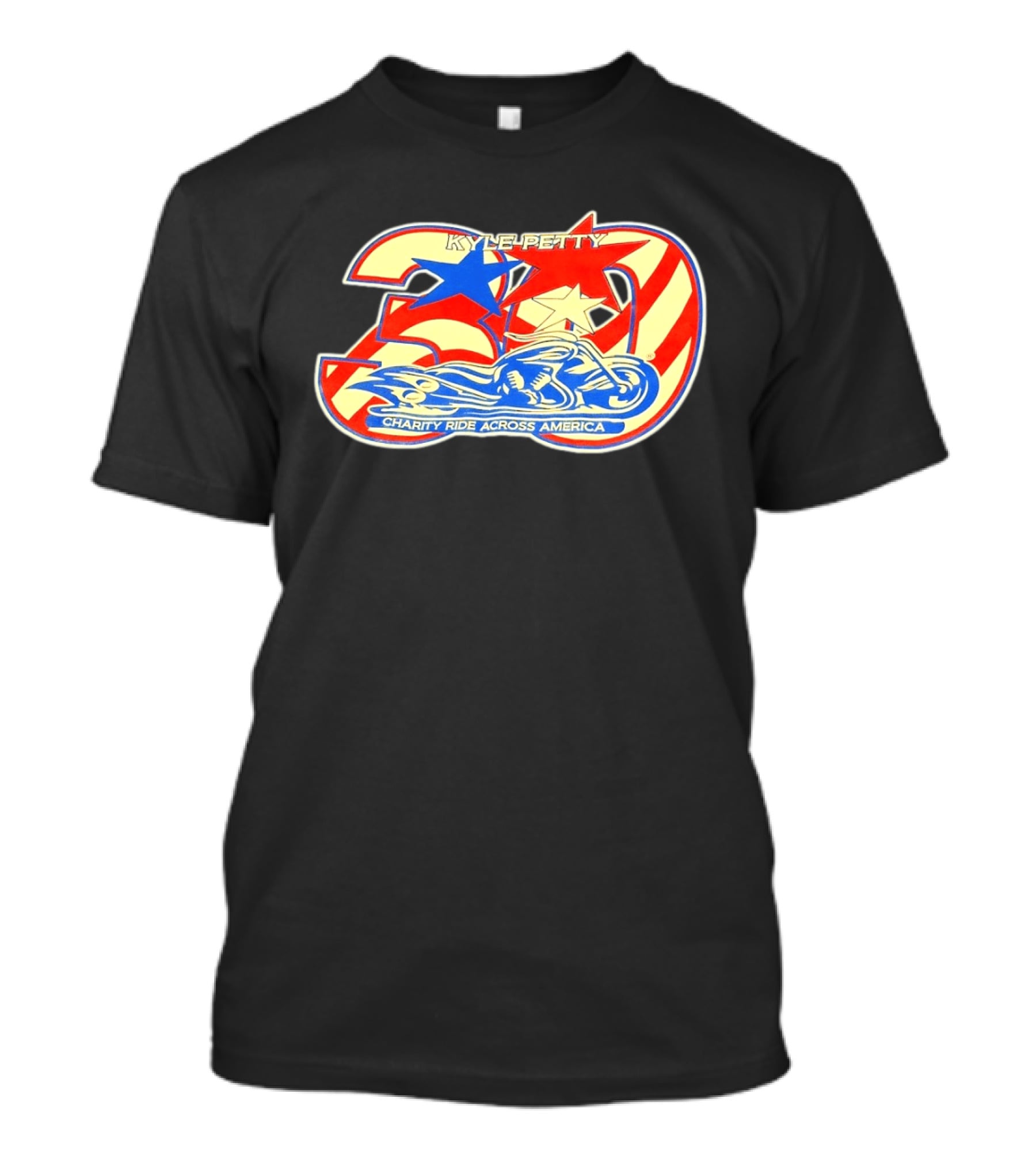 Kyle Petty 30th Anniversary Charity Ride Across America Motorcycle Stars Stripes T-Shirt