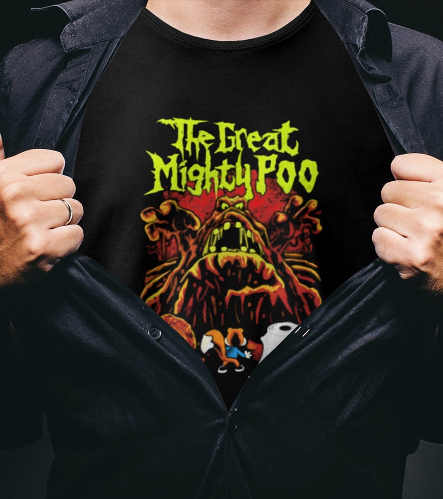 The Great Mighty Poo Animated Character With Toilet Paper And Cookie T-Shirt