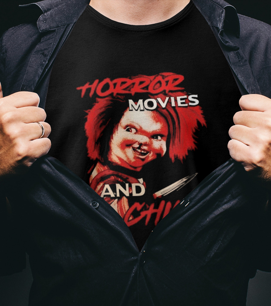 Chucky Horror Movies And Chill Knife Wielding Doll T-Shirt