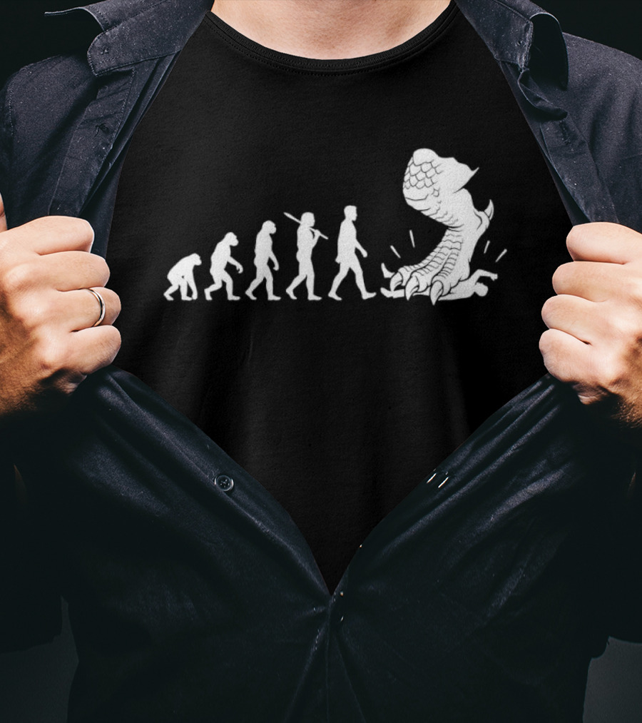 Evolution Mankind Ends With Dragon Foot Meme T-Shirt