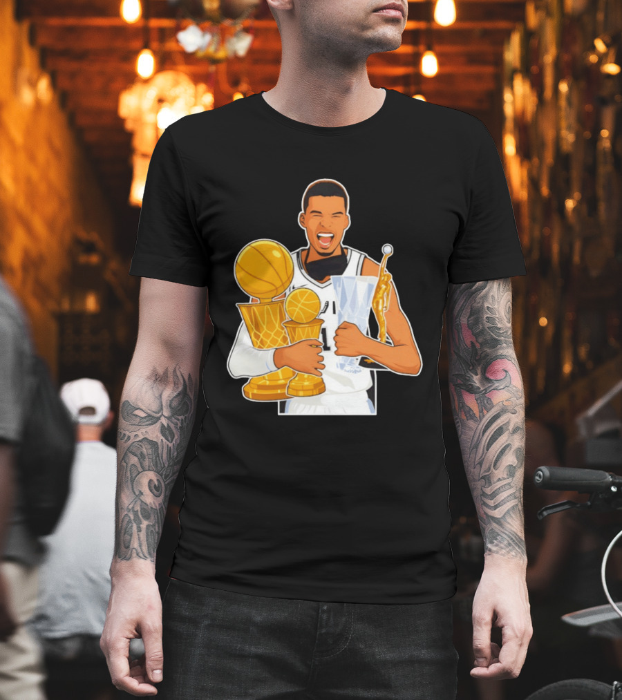 Victor Wembanyama Cartoon Trophy San Antonio Spurs MVP T-Shirt