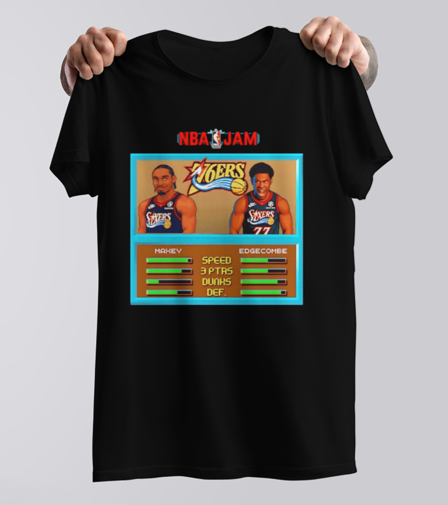 NBA Jam Philadelphia 76ers Maxey Edgecombe Retro Game T-Shirt
