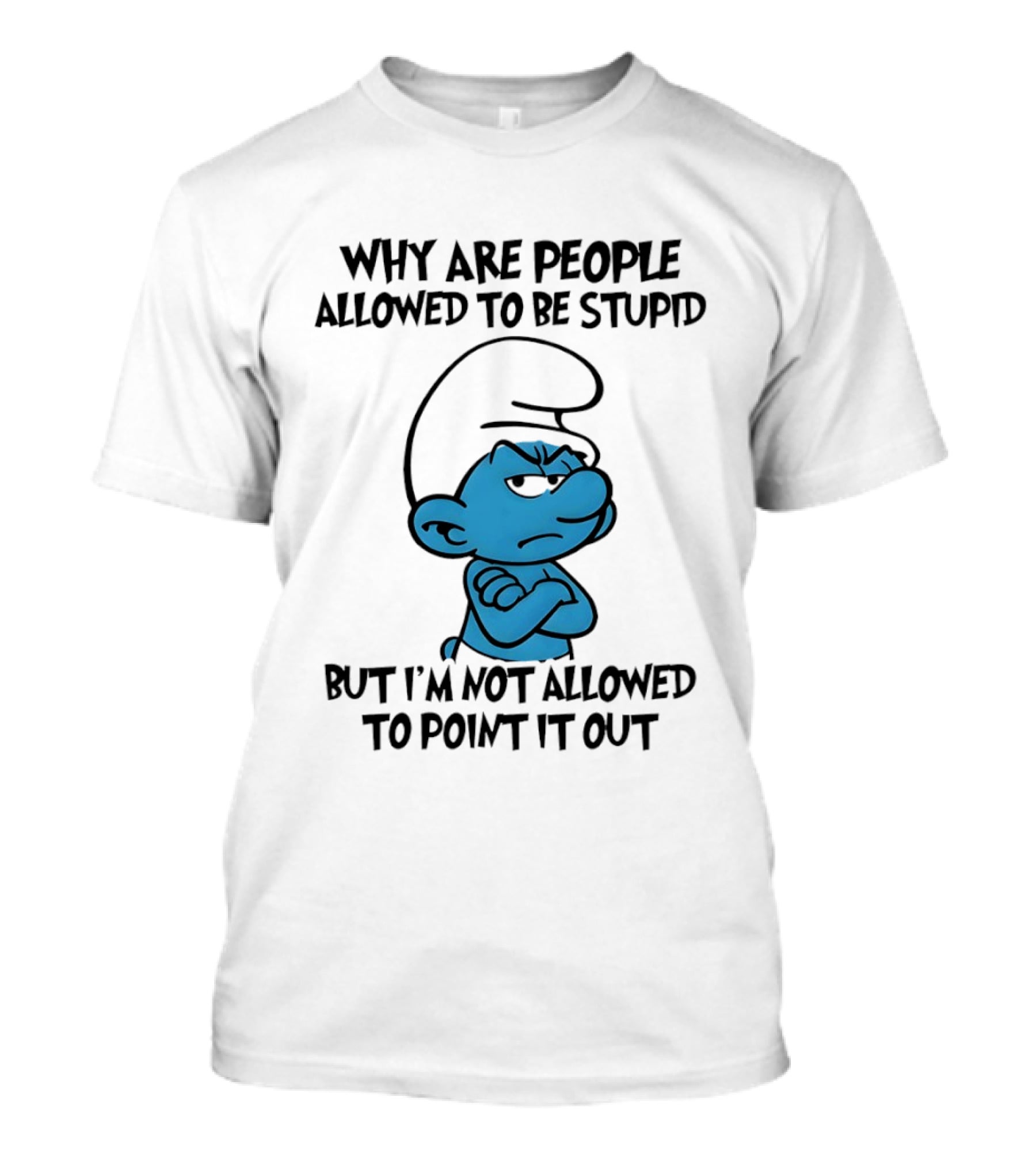 Smurfs Grumpy Character Why Are People Allowed To Be Stupid But I'm Not Allowed To Point It Out T-Shirt