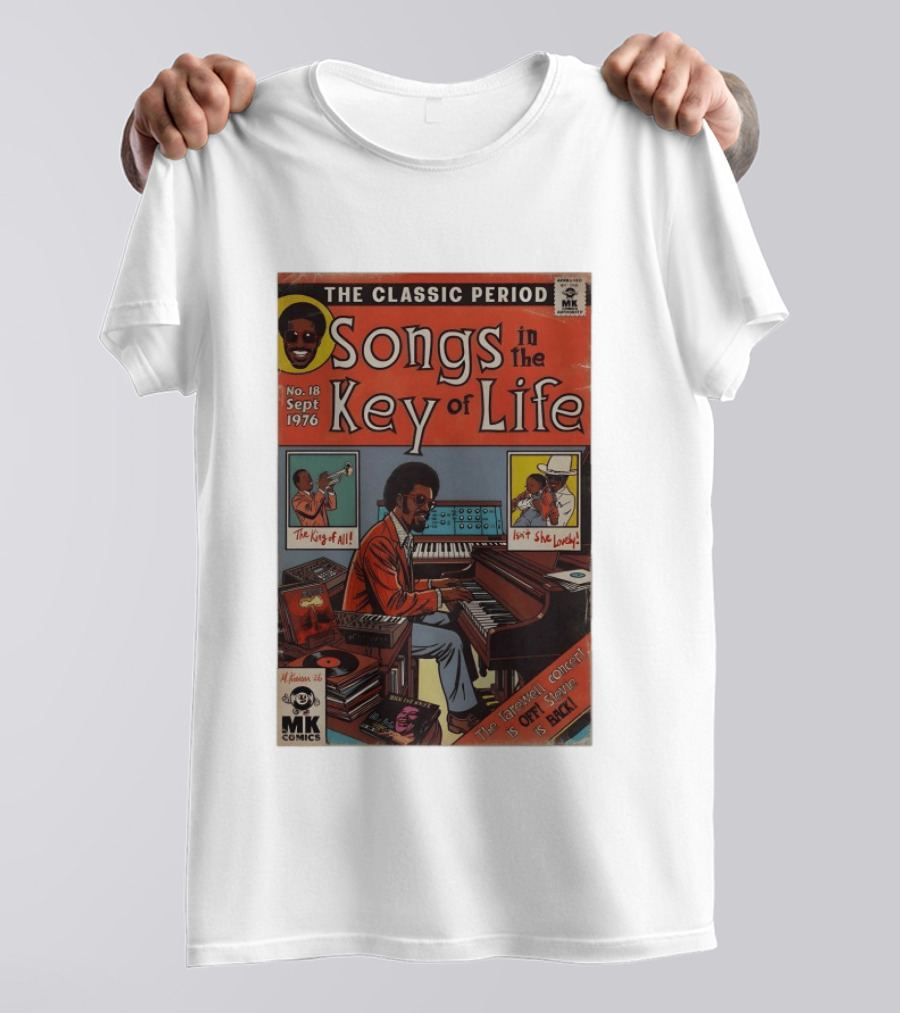 The Classic Period Songs In The Key Of Life Sept 1976 Comic Style Music Legend Iconography T-Shirt