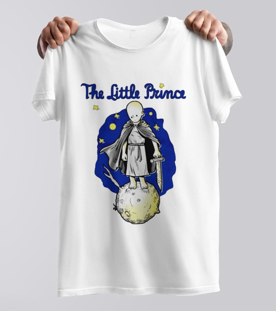 The Little Prince Standing On Asteroid B612 With Stars And Sword T-Shirt