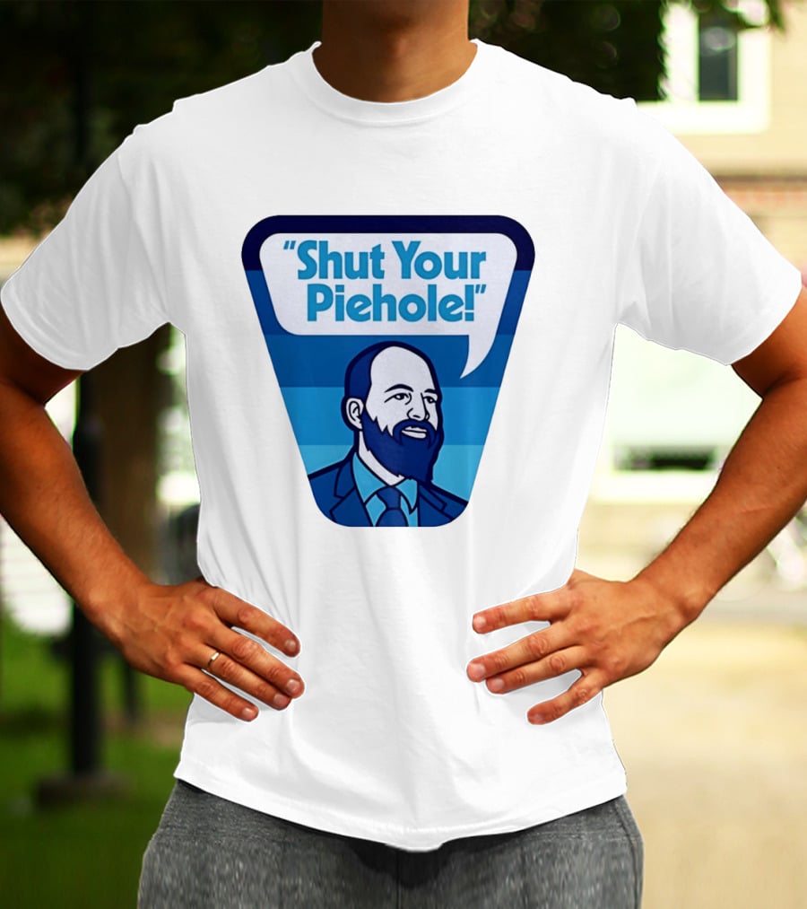 Shut Your Piehole Speech Bubble Blue Suit Beard T-Shirt