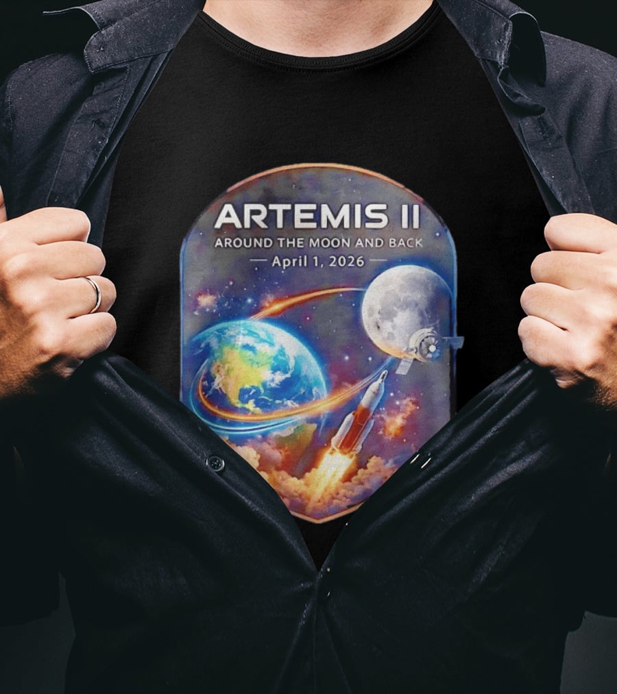 Artemis II Mission April 1 2026 Around The Moon And Back Rocket And Earth T-Shirt