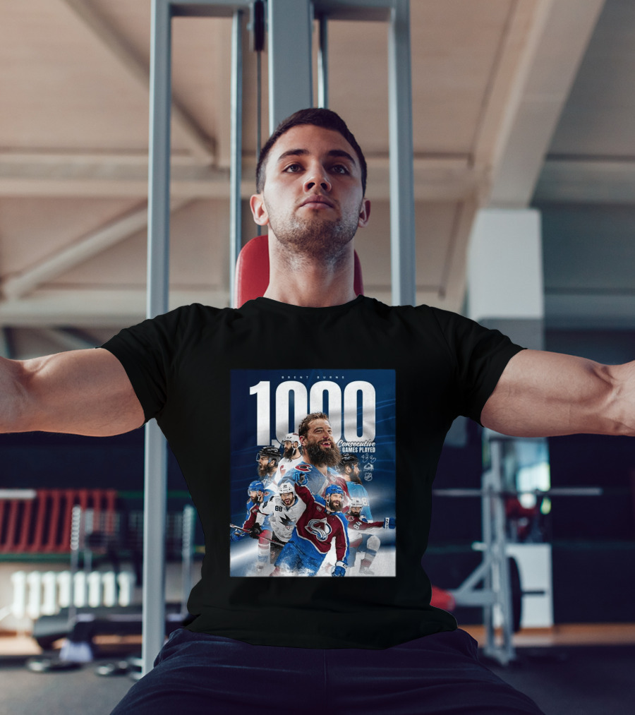 Brent Burns 1000 Consecutive NHL Games Played Colorado Avalanche San Jose Sharks T-Shirt