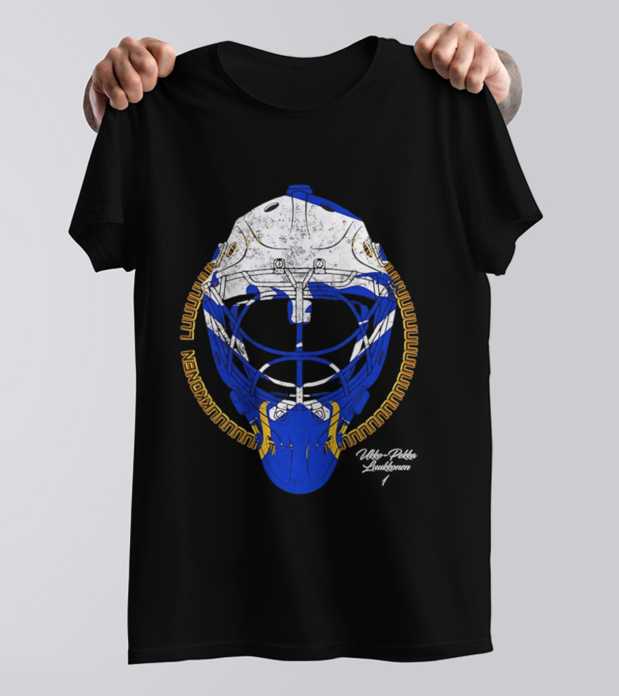 Buffalo Sabres Ukko Pekka Luukkonen Hockey Helmet NHL 2026 T-Shirt