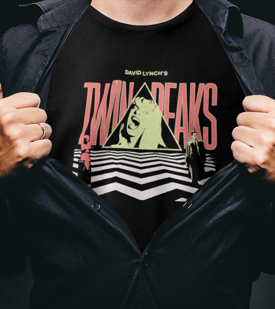 David Lynch Presents Twin Peaks Iconic Zigzag Floor And Character Montage T-Shirt
