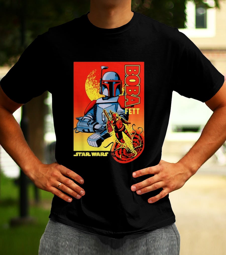 Star Wars Boba Fett Sarlacc Escape Retro Comic T-Shirt