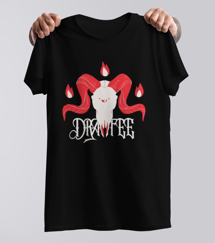 Drawfee Metal Goat Skull Flames T-Shirt