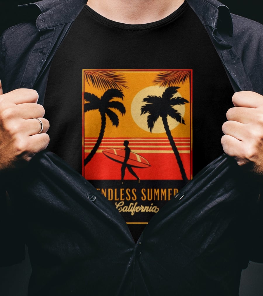 Endless Summer California Sunset Surfer Scene T-Shirt