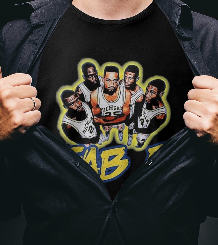 Michigan Basketball Fab 5 Vintage Team Jersey Crew T-Shirt