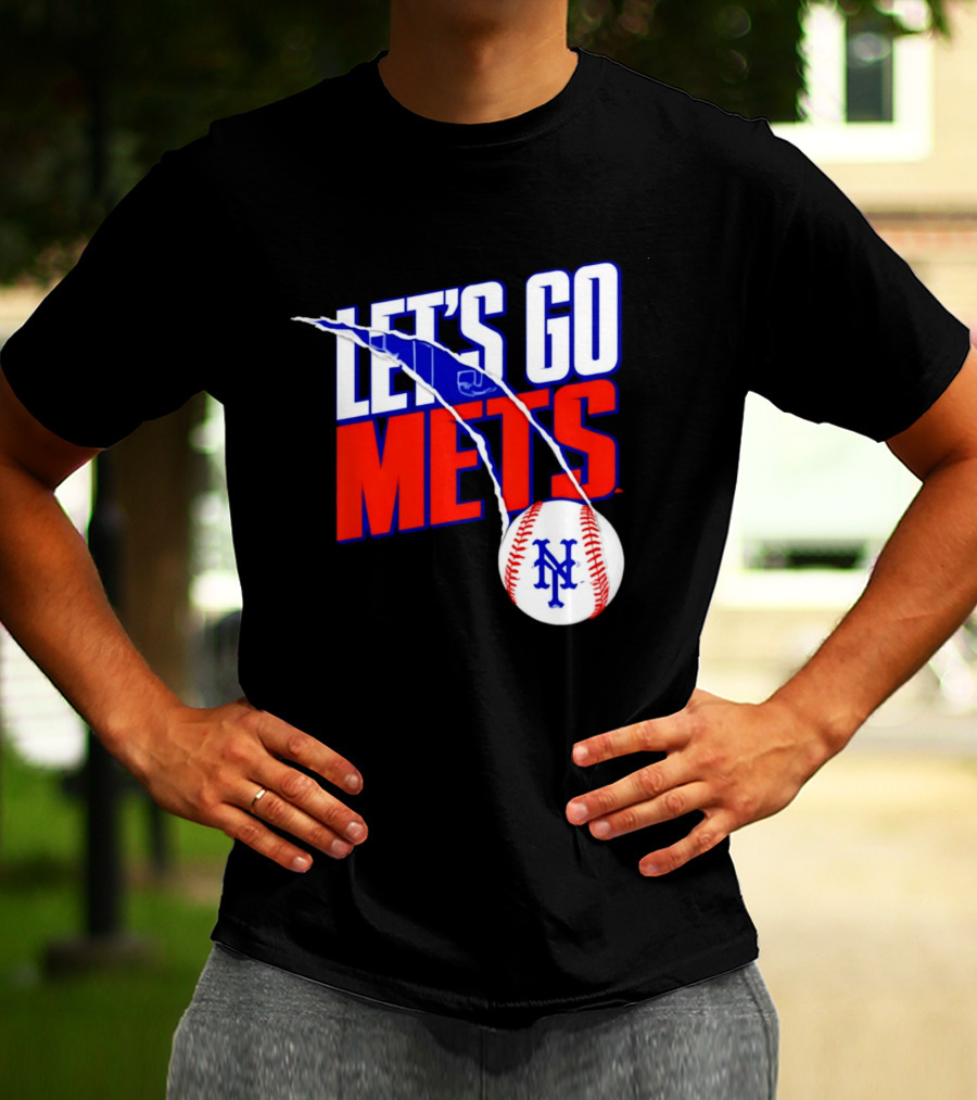 New York Mets Let's Go Mets Baseball Royal Splitter T-Shirt