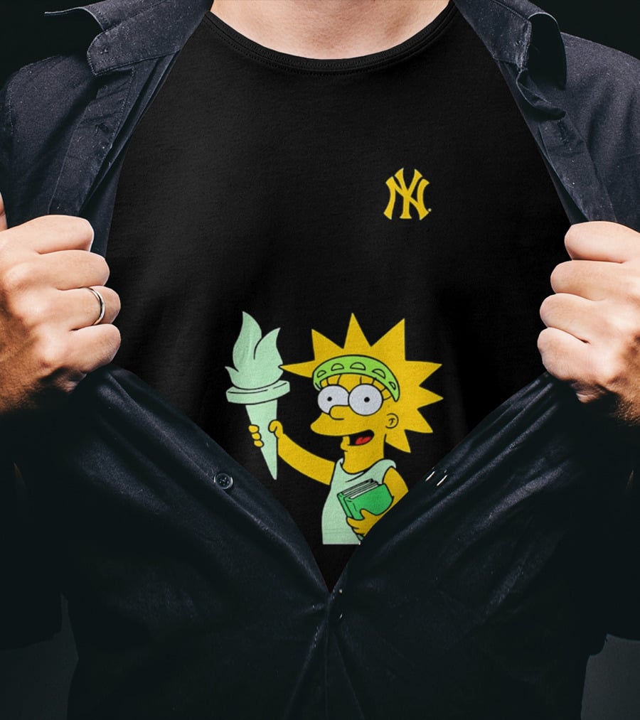 New York Yankees Simpsons Lisa Statue Of Liberty 2026 Iconic Collaboration T-Shirt